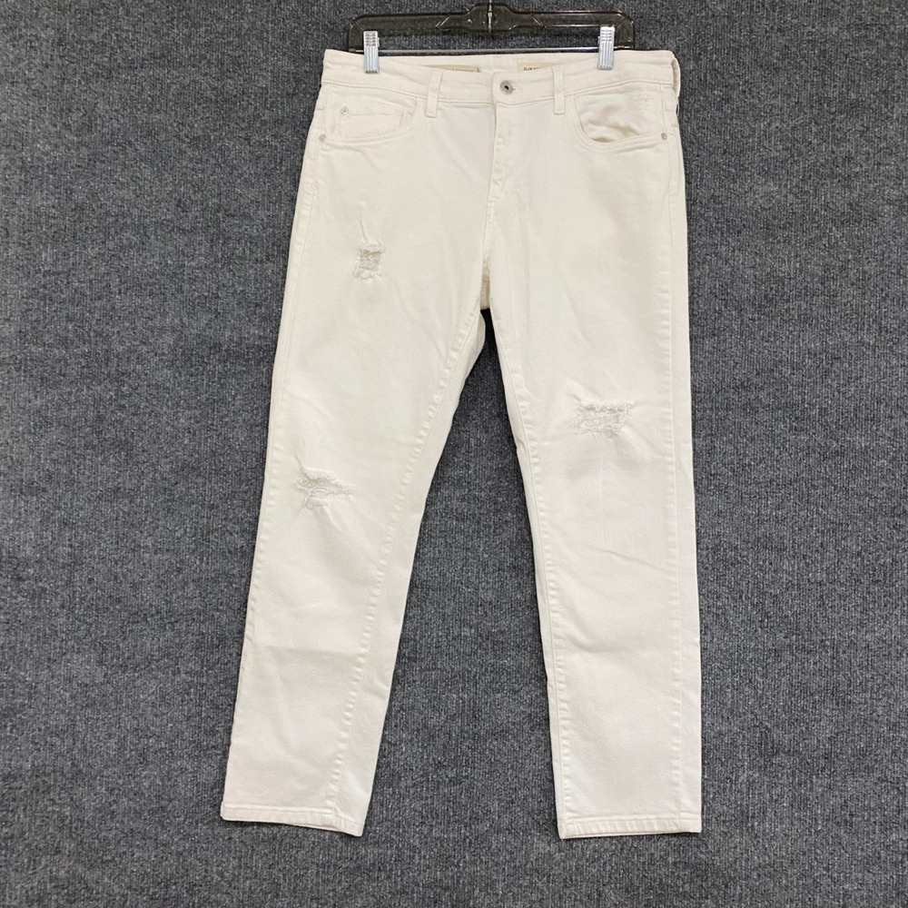 Pilcro and the Letterpress Anthropologie Slim Boyfriend White Distressed Jean 30